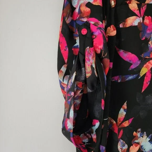 Torrid Harpwr Georgette Zip Front 3/4 Sleeve Blouse Size Women's Plus 3X - Picture 4 of 10